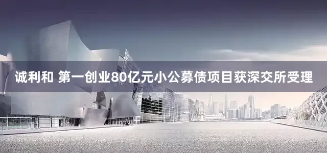 诚利和 第一创业80亿元小公募债项目获深交所受理